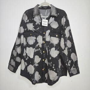Davi & Dani NWT Acid Wash Black Denim Shacket. Size 2XL